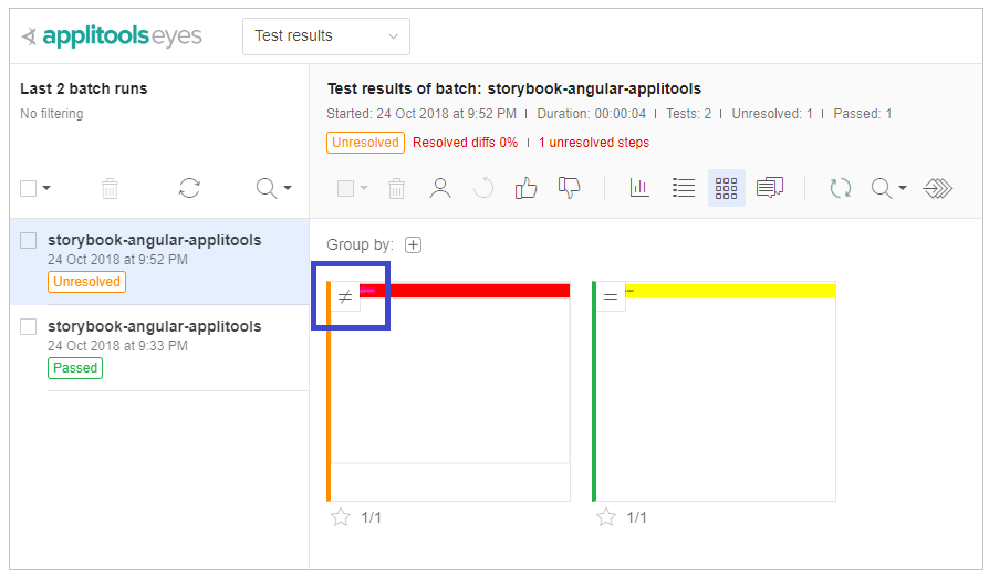 Crud Operations Using Web Api 2 And Knoc!   kout Js Dzone Web Dev - a new batch is displayed on the left hand side with a status of unresolved the unresolved status indicates that the applitools test manager discovered a