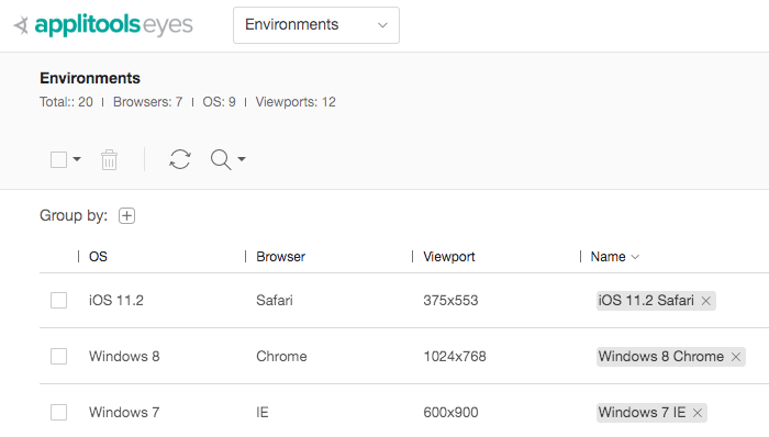 Manage your test execution environment with the new Applitools Eyes Environment View