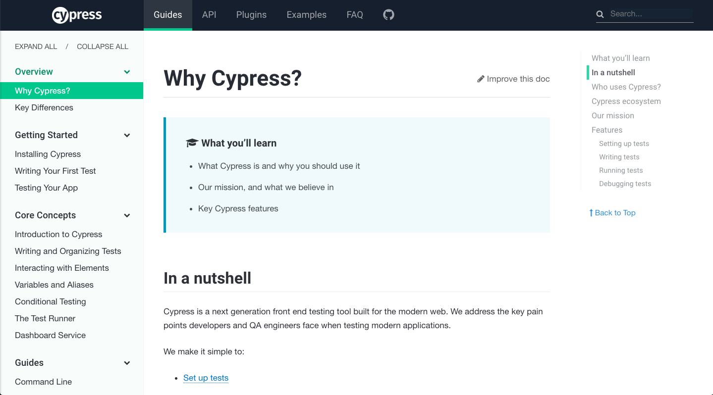 Cypress documentation example