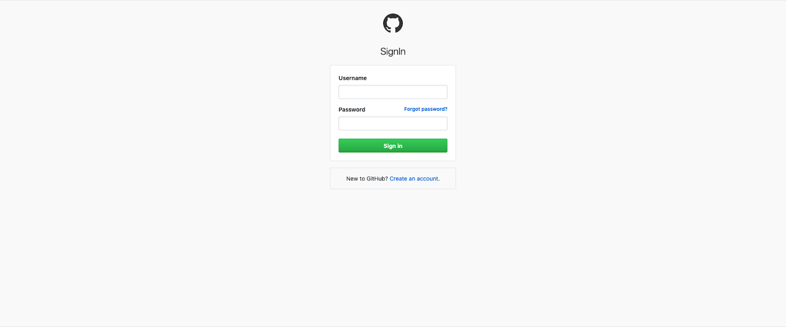 github login screen