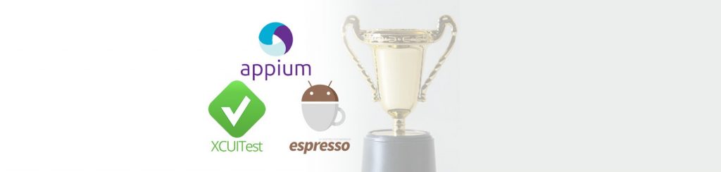 Appium, Espresso and XCUITest logos next to a trophy
