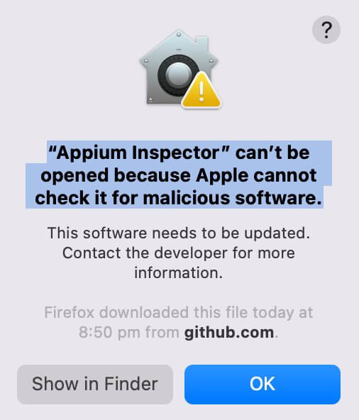  Apple warning for malicious software