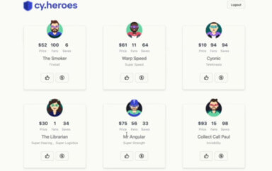 Cypress Heroes app homepage