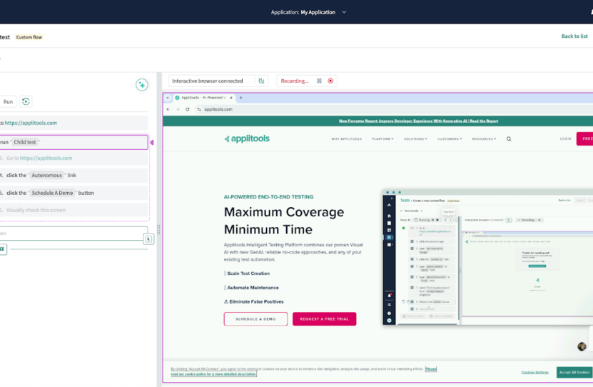 Autonomous reusable test flow screenshot